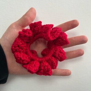 Red Crochet Hair Scrunchie